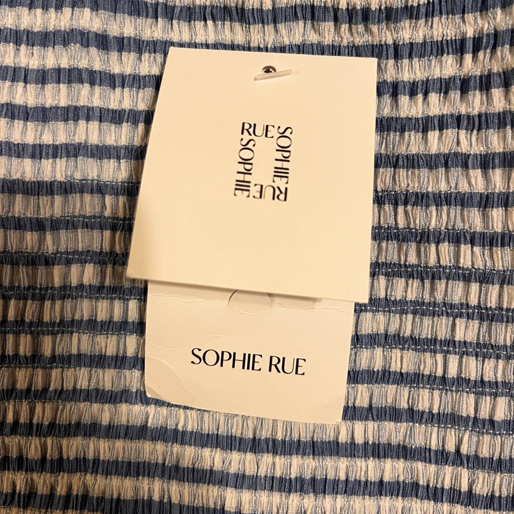 NWT Sophie Rue Smocked Blue and White Checkered Top, Size Medium - Picture 5 of 5